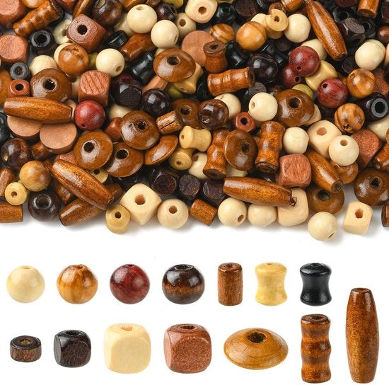 Accessori in legno a forma mista per DIY decorazioni, 360 pezzi, tema legno scuro, per creare collane, orecchini, bracciali, portachiavi, decorazioni per telefono e tasche
