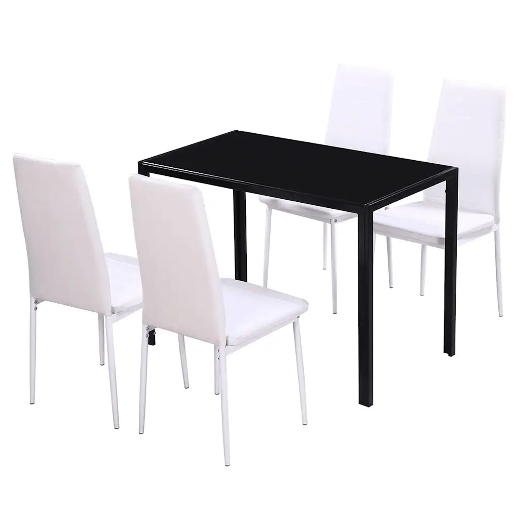 Set Tavolo da Pranzo 5 pz Nero e Bianco 242989