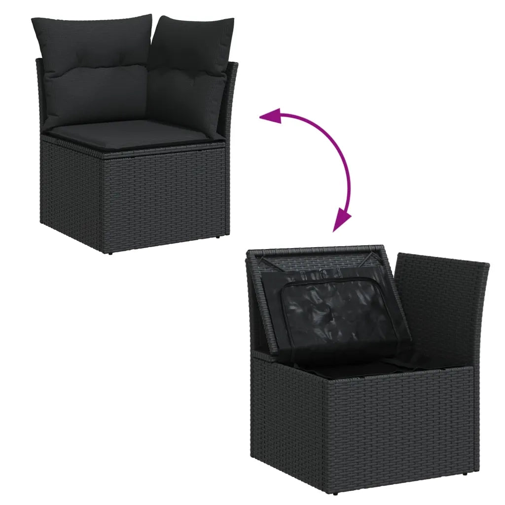 Set Divani da Giardino 13pz con Cuscini Nero in Polyrattan 3256258