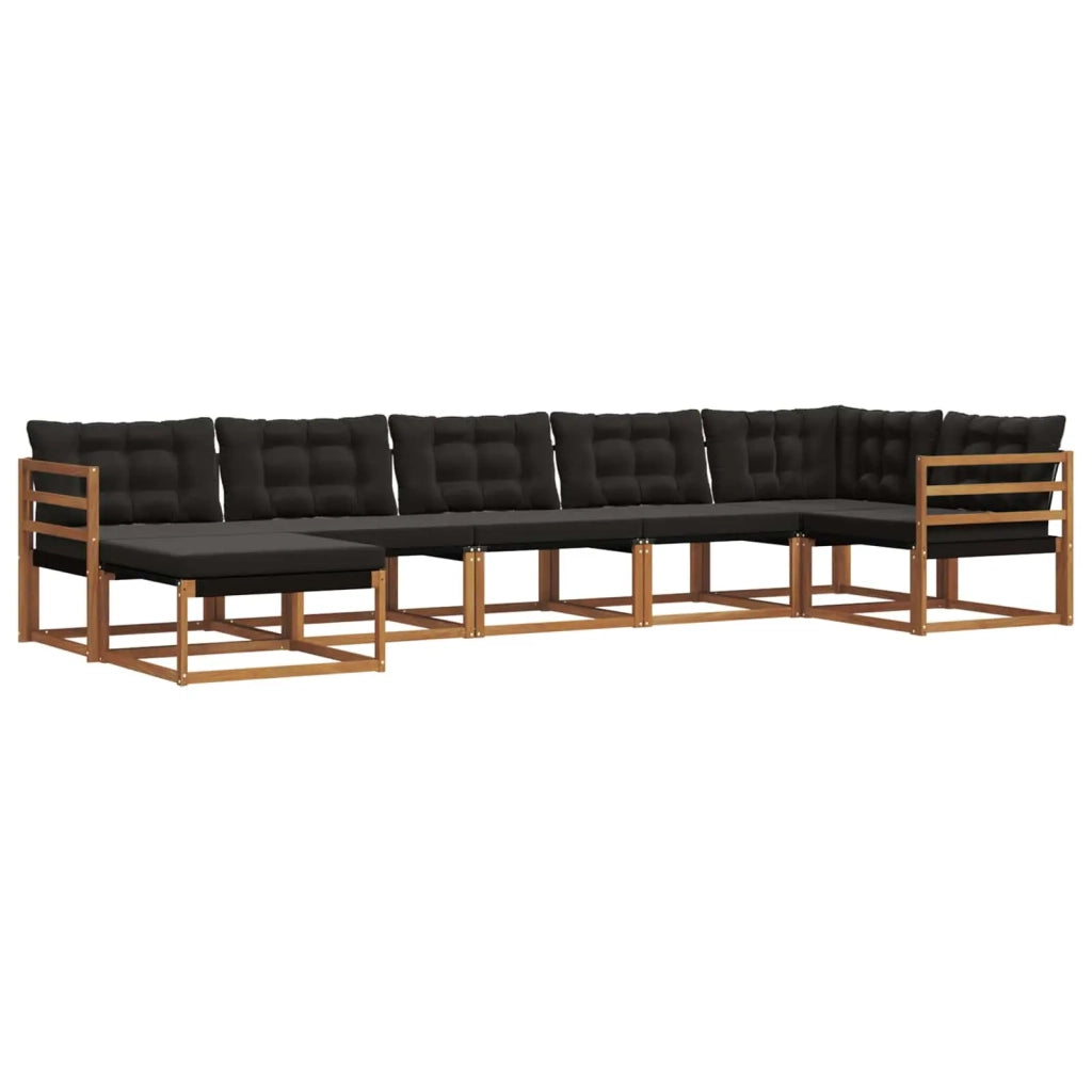 Set di divani da esterno con cuscino 7 pcs Naturale e Nero 3369663