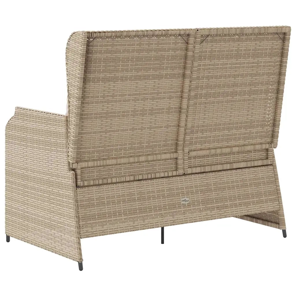 Panca Reclinabile da Giardino con Cuscini Beige in Polyrattan 368941