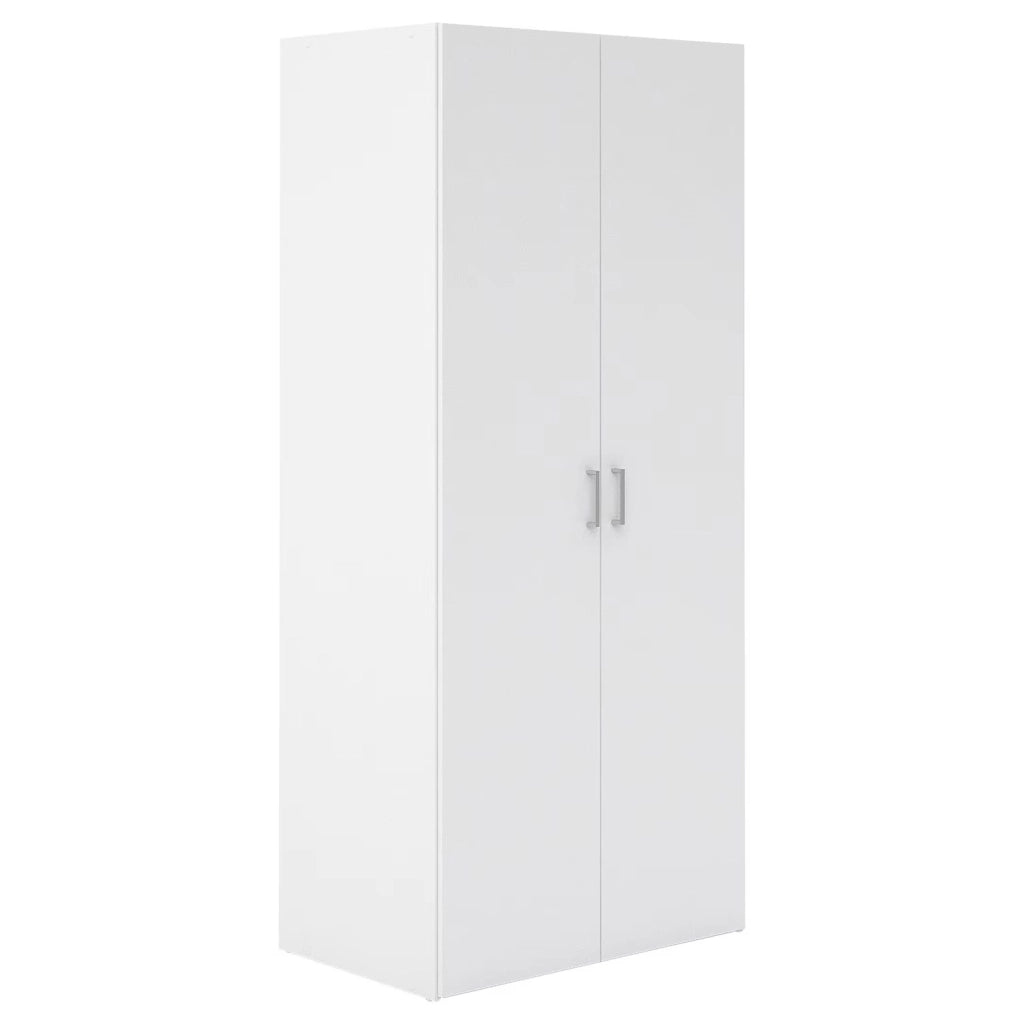Armadietto Multiuso Con 2 Ante Battenti Mobile Salvaspazio Design Moderno Con Vano Barra Appendiabiti E Ripiani Per Camera Da Letto Ingresso Lavanderia 77.6 X 49.52 X 175.4 Cm Bianco