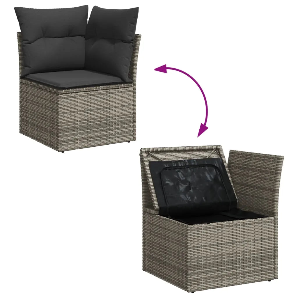 Set Divani da Giardino 11 pz con Cuscini in Polyrattan Grigio 3256641