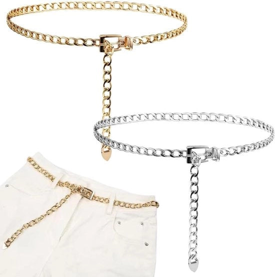 Cinturini per donne in tessuto elastico - Cinture sottile per magliette - Ghiaccio e argento - Accessori trendy - Adatti a diversi outfit - Cinture per donne con chiusura a goccia in diverse colori e stili.