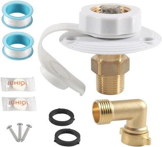 Connettore d'acqua per camper - Flessibile - Connettore a vite - Ingresso robusto - Acqua - Per uso urbano - Bianco - Adatto per - Veicoli per camper