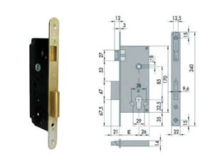SERRATURA DA INFILARE A CILINDRO 2 MAND. BORDO TONDO 5C130- - mm.35 (5C130350) - 1 pezzi CISA