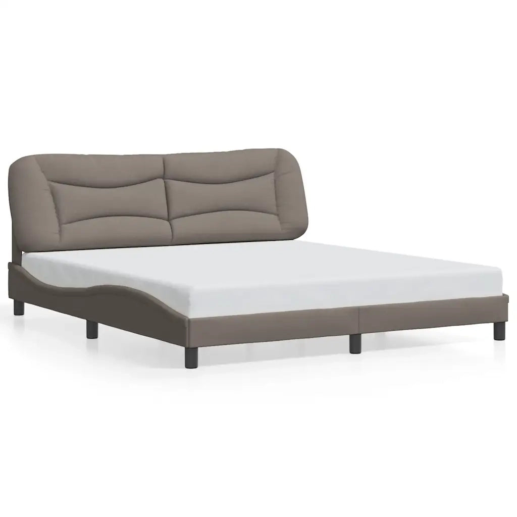 Letto matrimoniale | Letto per adulti | Giroletto senza Materasso Hvar Tortora 180x200 cm in Tessuto