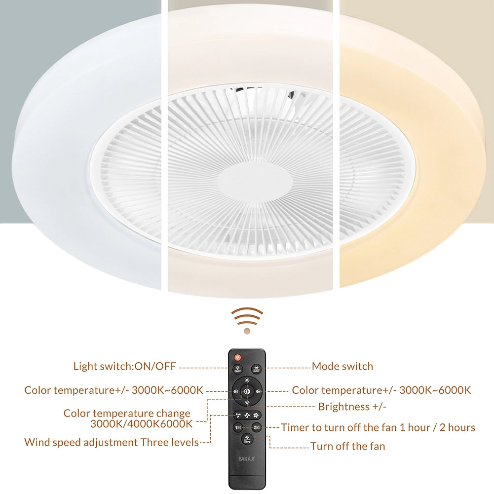Ventilatore a Soffitto con Lampada LED Caldo Freddo 50 Ø cm 3 Velocità e Timer