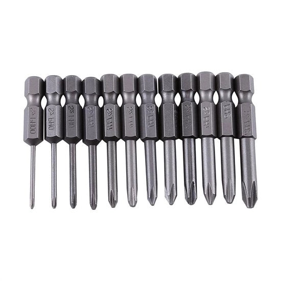Set di Bit di Trasmissione Magnetica a Lame a Sfera PH00 con Asta a 1/4 Pollici, 12 pezzi, 50mm di Lunghezza