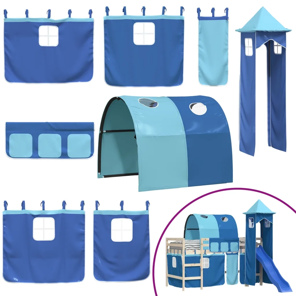 Tende per Letto a Soppalco con Tunnel e Torre Blu 835920