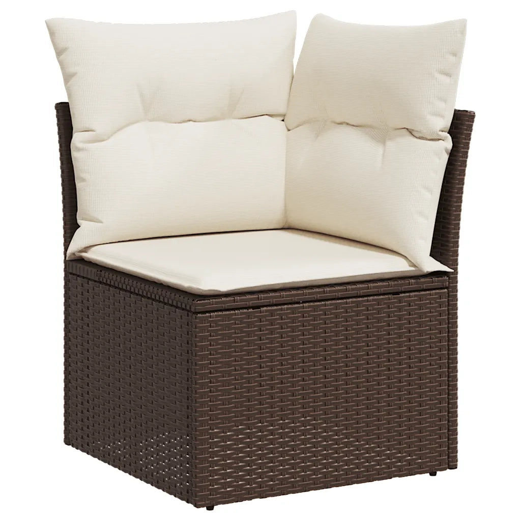 Set Divani da Giardino 11 pz con Cuscini Polyrattan Marrone 3219473