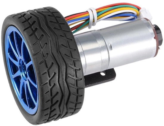 Set riduttore motorizzato con supporto di montaggio - 65 mm diametro ruota - DC 12V - 130 giri al minuto