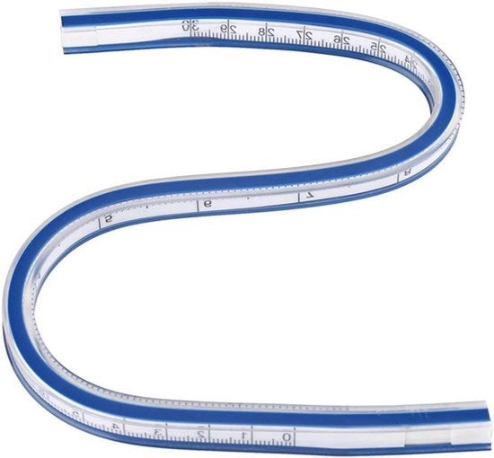 Linea flessibile - Strumento di misura - Per disegni - Immagini - Progettazione di arredamento - Flessibile - Adatto per disegni - Nero - Modello 30cm.