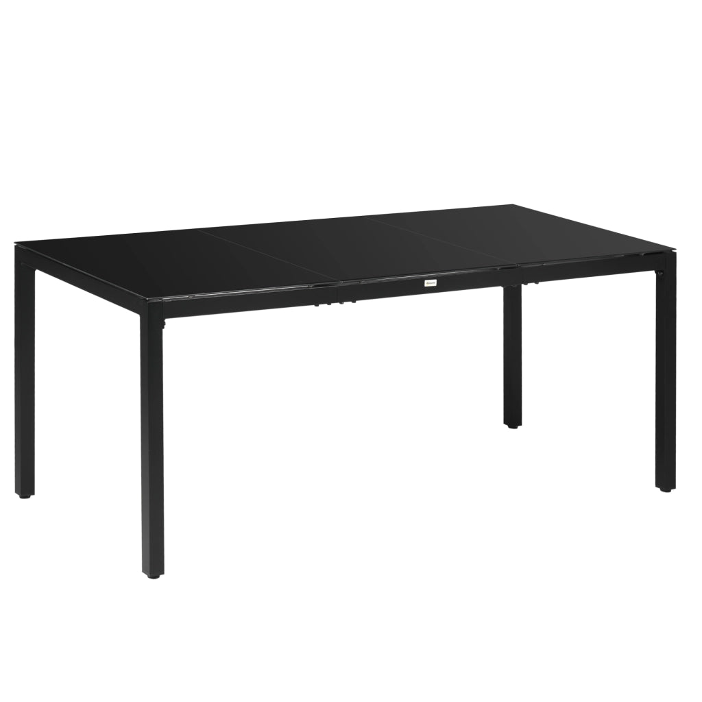 Easycomfort Tavolo da Giardino Rettangolare per 8 Persone in Alluminio e Vetro, 180x80x72cm, Nero
