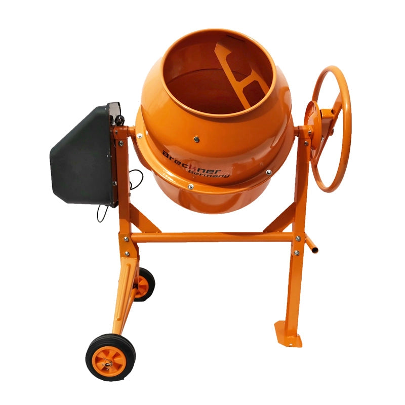 BETONIERA 450W, VOLUME 120L, PIGNONE E CORONA IN GHISA, 44KG, BETONIERA ELETTRICA 120 LITRI 450 WATT IMPASTATRICE MISCELATORE CEMENTO BRECKNER GERMANY