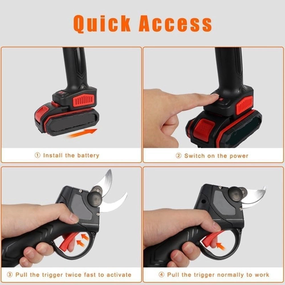 Trade Shop - Cesoia Elettrica Forbice 2 Batterie Da 48v Trincia Rami Professionale Senza Fili -
