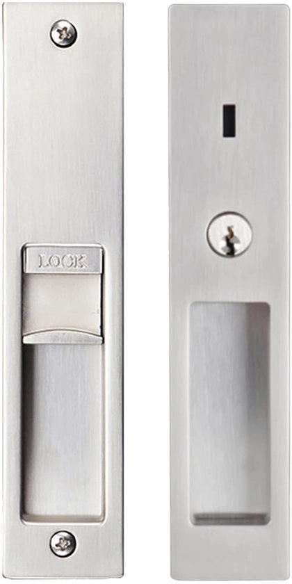 Chiusura a scorrimento - Cassetto - Chiave a scatto - Sicura e stile - Argento - Set di chiusura invisibile - Perfetta per porte e mobili in legno