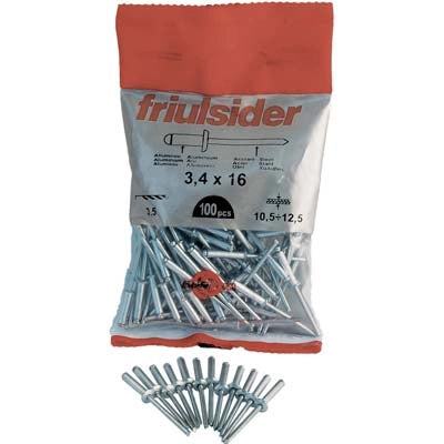 RIVETTO A STRAPPO ALLUMINIO FRIULSIDER - MM 4,8X 8 CF=PZ 100- 10 confezioni