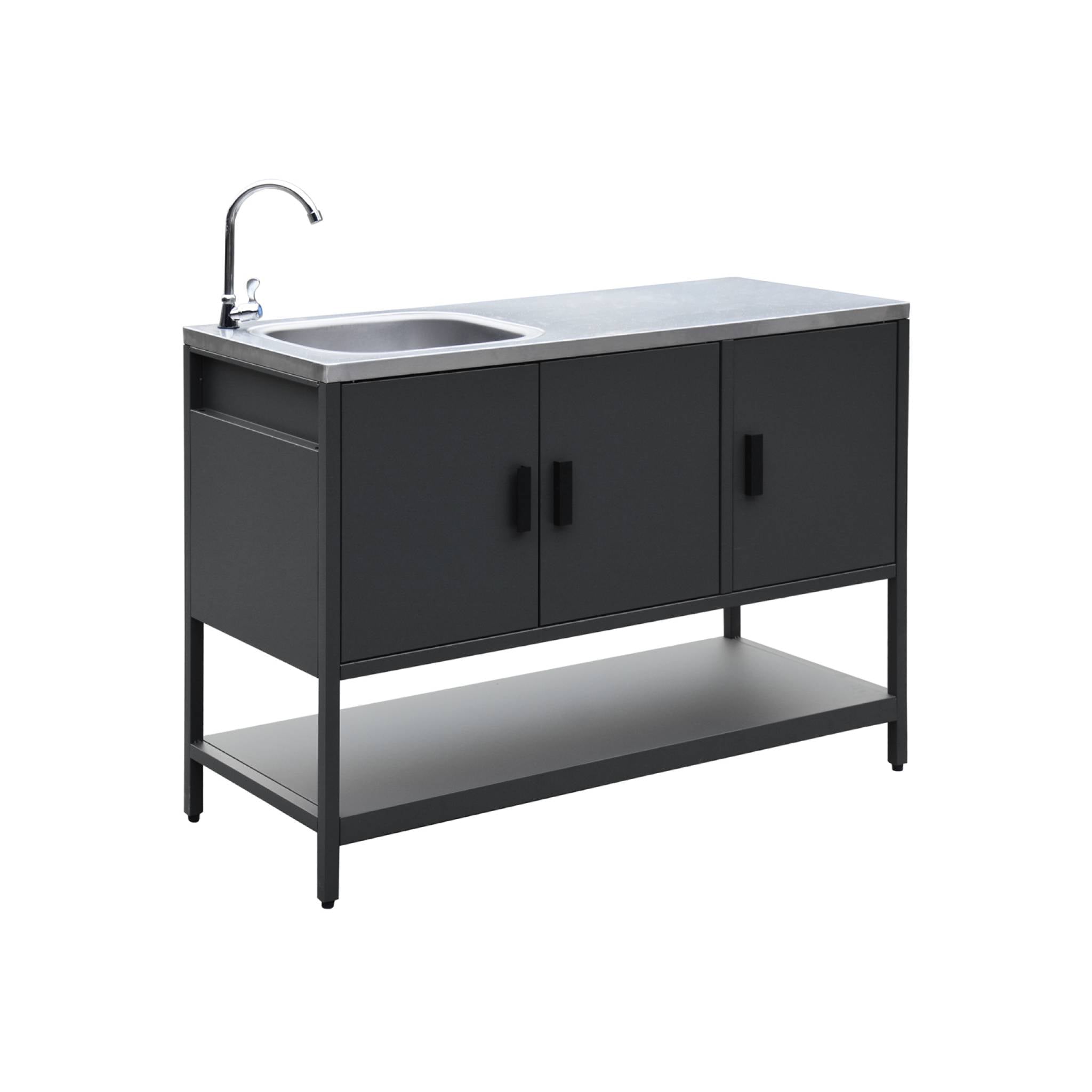 Mobile da esterno in acciaio con lavandino, 120cm, nero